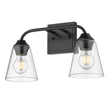 Golden 2120-BA2 BLK-CONE-CLR - Golden Lighting Ormond 2-light Vanity in Matte Black
